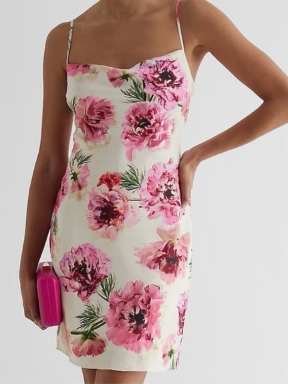 Express Floral Slip Dress with Pink Blooms